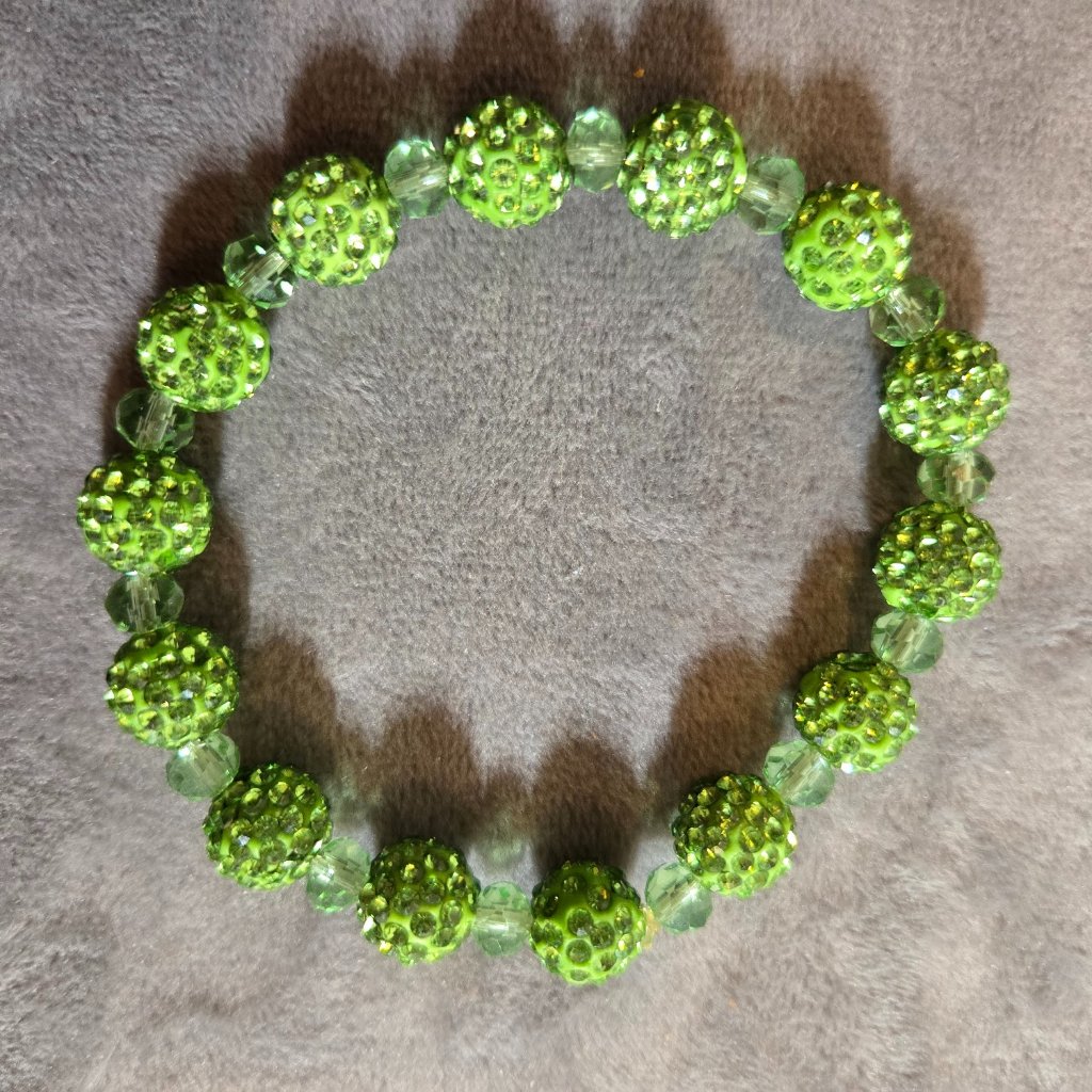 Lime Green Shamballah Bracelet 7 Inches